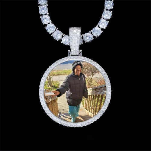 925S & VVS Moissanite 3D Circle Custom Picture Pendant