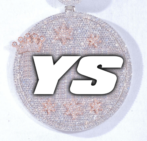 CUSTOM LETTER NECKLACE 3D BIG CROWN DISC