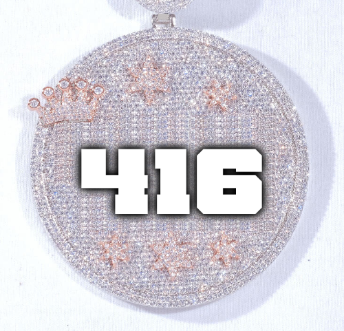 CUSTOM LETTER NECKLACE 3D BIG CROWN DISC