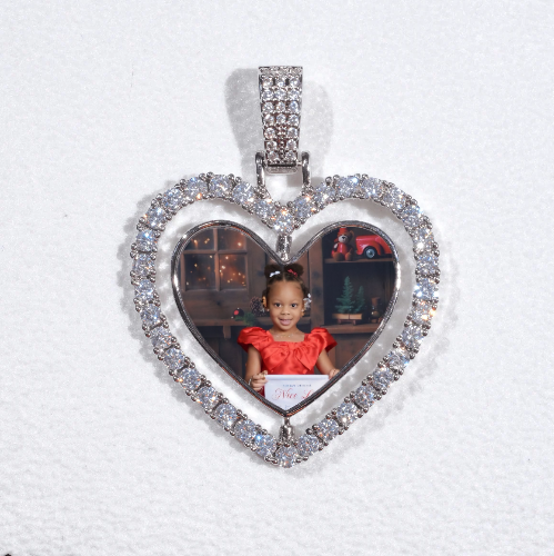 3D Spinning 2-Faced Heart Custom Picture Pendant