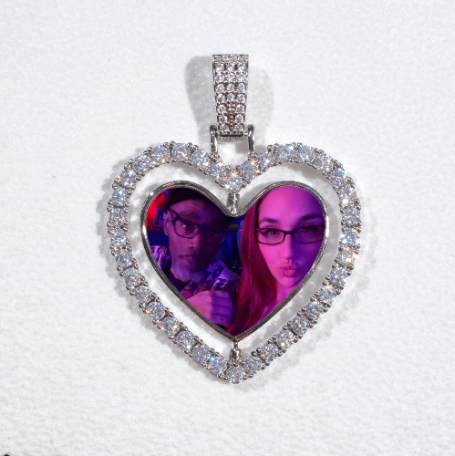 3D Spinning 2-Faced Heart Custom Picture Pendant