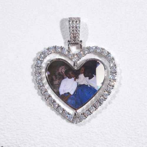 3D Spinning 2-Faced Heart Custom Picture Pendant