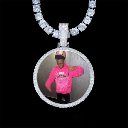 925S & VVS Moissanite 3D Circle Custom Picture Pendant