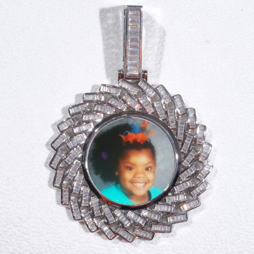 Large 3D Baguette Custom Picture Pendant