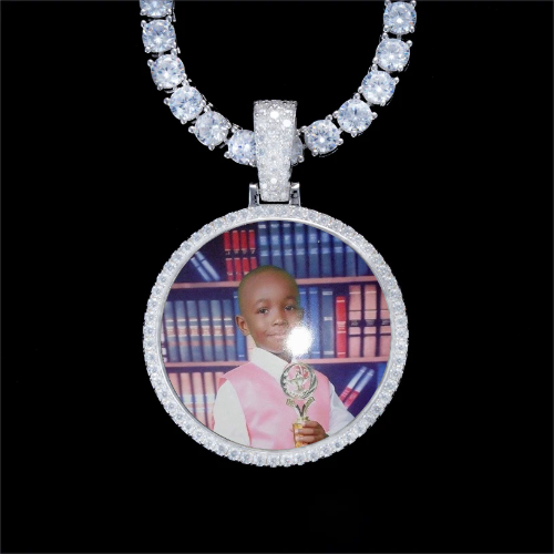 925S & VVS Moissanite 3D Circle Custom Picture Pendant