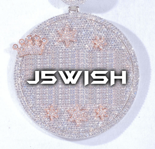 CUSTOM LETTER NECKLACE 3D BIG CROWN DISC