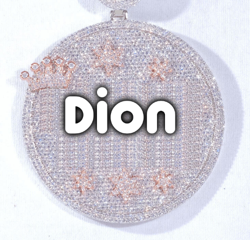 CUSTOM LETTER NECKLACE 3D BIG CROWN DISC