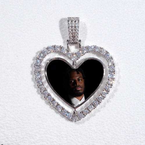 3D Spinning 2-Faced Heart Custom Picture Pendant