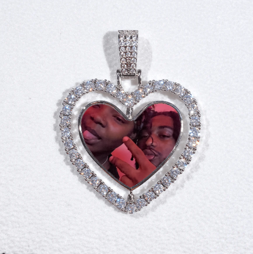 3D Spinning 2-Faced Heart Custom Picture Pendant