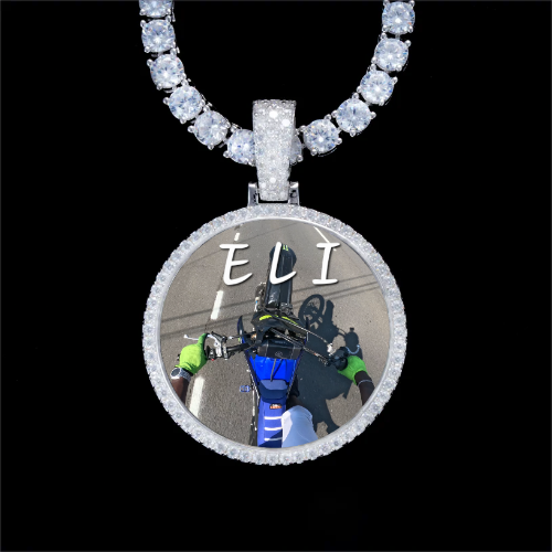 925S & VVS Moissanite 3D Circle Custom Picture Pendant