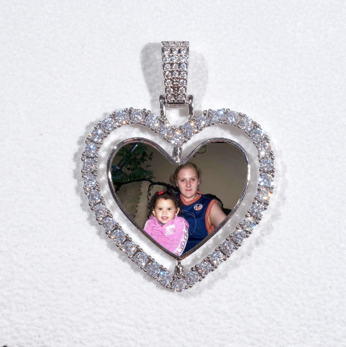 3D Spinning 2-Faced Heart Custom Picture Pendant