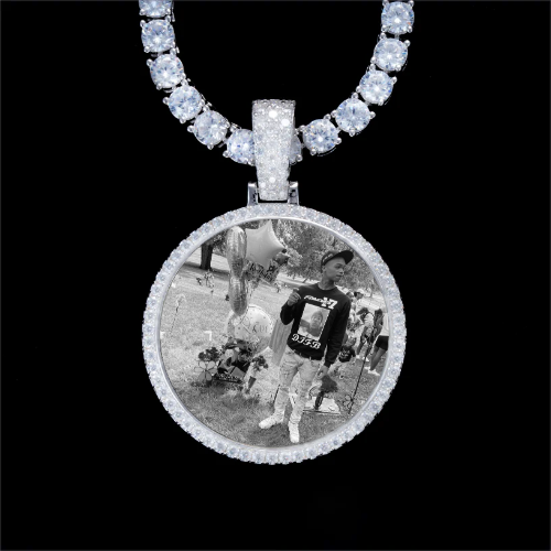925S & VVS Moissanite 3D Circle Custom Picture Pendant