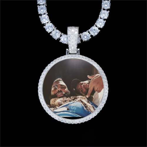 925S & VVS Moissanite 3D Circle Custom Picture Pendant