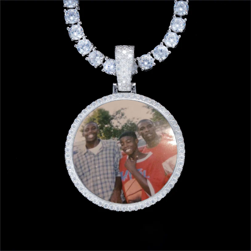 925S & VVS Moissanite 3D Circle Custom Picture Pendant