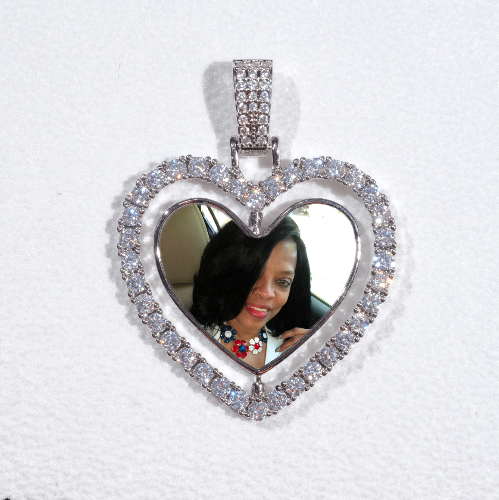3D Spinning 2-Faced Heart Custom Picture Pendant