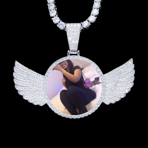 925S & VVS Moissanite 3D Wing Custom Picture Pendant