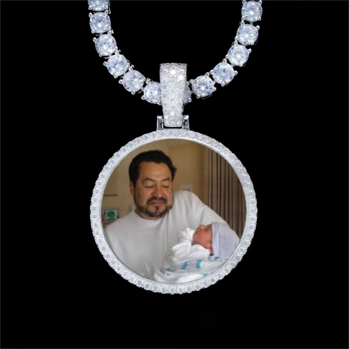 925S & VVS Moissanite 3D Circle Custom Picture Pendant
