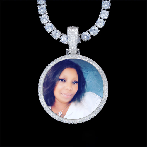 925S & VVS Moissanite 3D Circle Custom Picture Pendant
