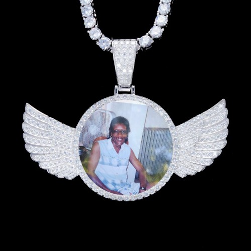 925S & VVS Moissanite 3D Wing Custom Picture Pendant