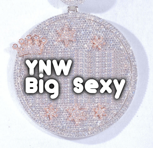 CUSTOM LETTER NECKLACE 3D BIG CROWN DISC