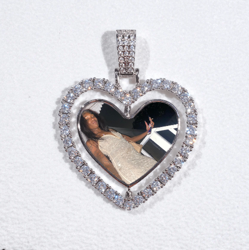 3D Spinning 2-Faced Heart Custom Picture Pendant