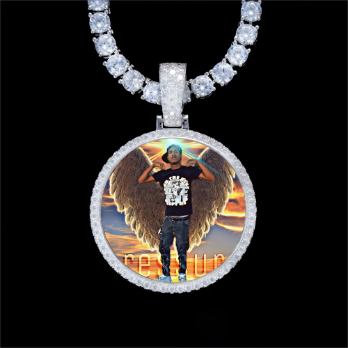 925S & VVS Moissanite 3D Circle Custom Picture Pendant