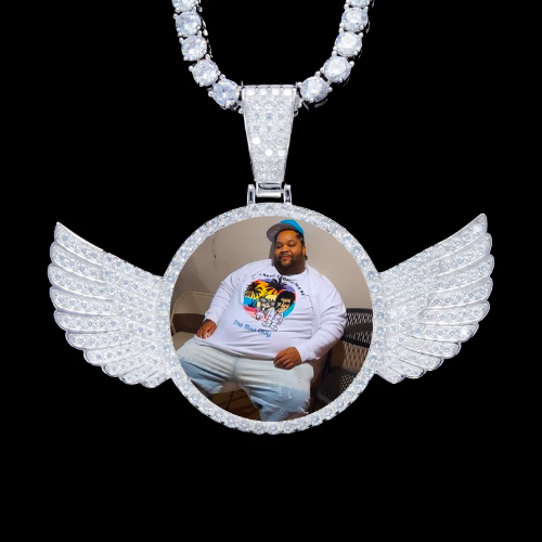 925S & VVS Moissanite 3D Wing Custom Picture Pendant