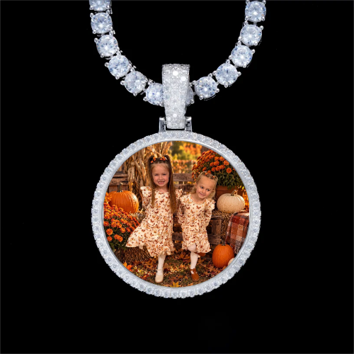 925S & VVS Moissanite 3D Circle Custom Picture Pendant