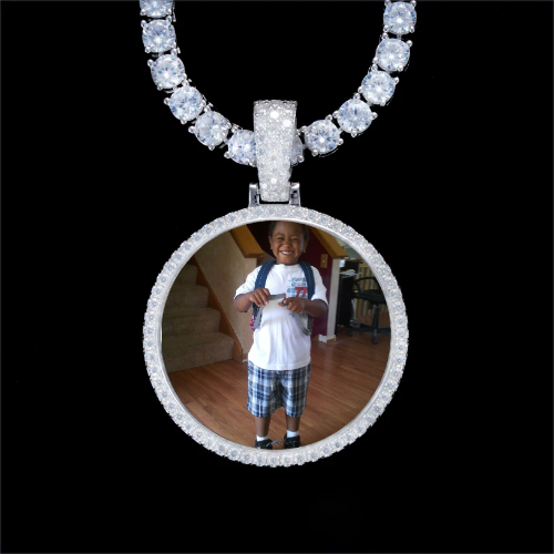 925S & VVS Moissanite 3D Circle Custom Picture Pendant