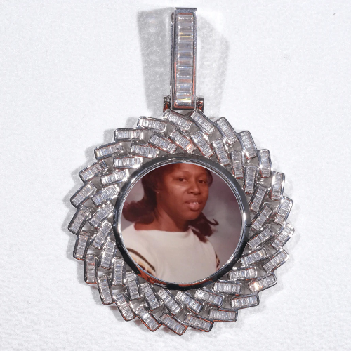 Large 3D Baguette Custom Picture Pendant