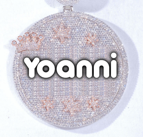 CUSTOM LETTER NECKLACE 3D BIG CROWN DISC
