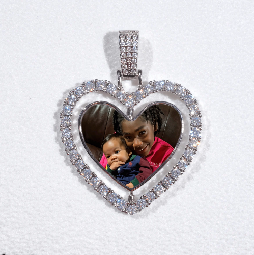 3D Spinning 2-Faced Heart Custom Picture Pendant