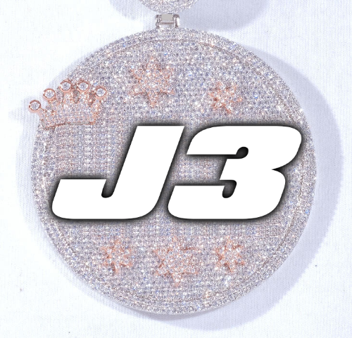 CUSTOM LETTER NECKLACE 3D BIG CROWN DISC