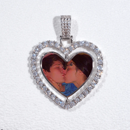 3D Spinning 2-Faced Heart Custom Picture Pendant