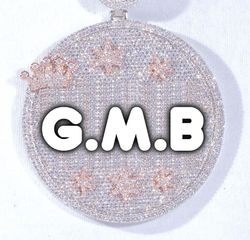 CUSTOM LETTER NECKLACE 3D BIG CROWN DISC
