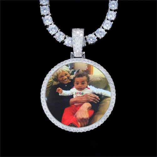 925S & VVS Moissanite 3D Circle Custom Picture Pendant