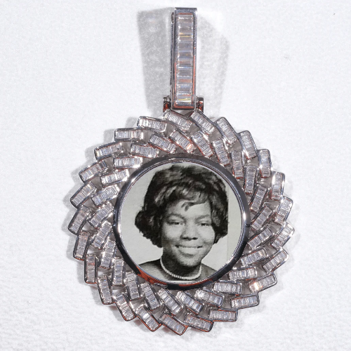 Large 3D Baguette Custom Picture Pendant