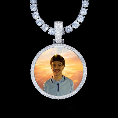 925S & VVS Moissanite 3D Circle Custom Picture Pendant