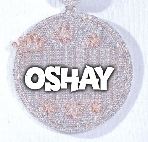 CUSTOM LETTER NECKLACE 3D BIG CROWN DISC