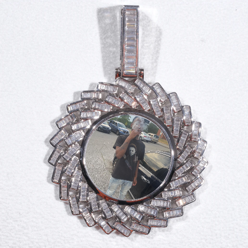 Large 3D Baguette Custom Picture Pendant