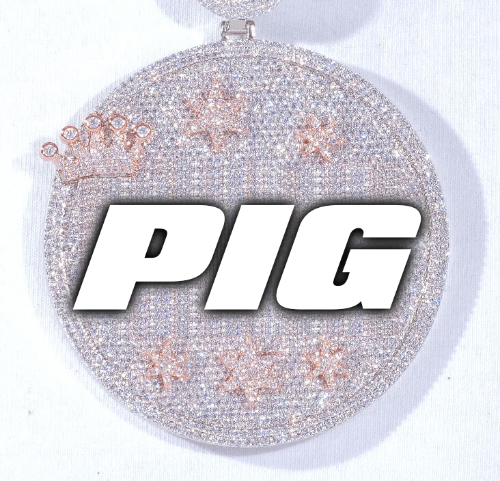 CUSTOM LETTER NECKLACE 3D BIG CROWN DISC
