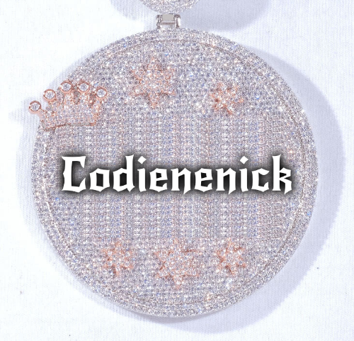 CUSTOM LETTER NECKLACE 3D BIG CROWN DISC