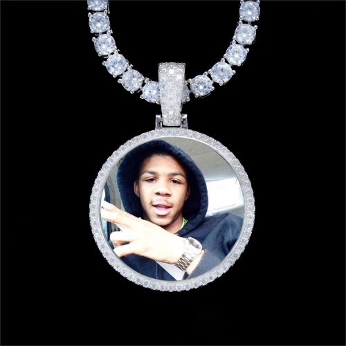 925S & VVS Moissanite 3D Circle Custom Picture Pendant