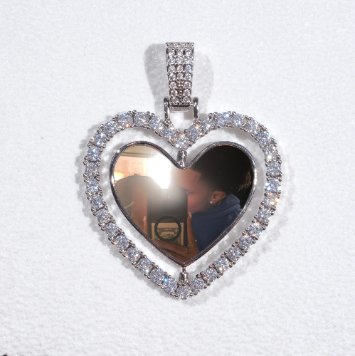 3D Spinning 2-Faced Heart Custom Picture Pendant
