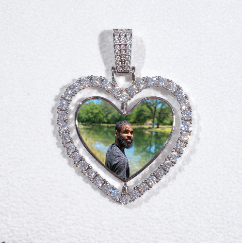 3D Spinning 2-Faced Heart Custom Picture Pendant