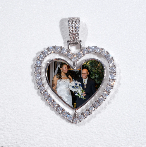 3D Spinning 2-Faced Heart Custom Picture Pendant