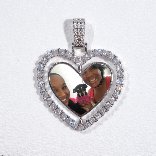 3D Spinning 2-Faced Heart Custom Picture Pendant