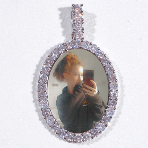 Large 3D Oval Custom Picture Pendant