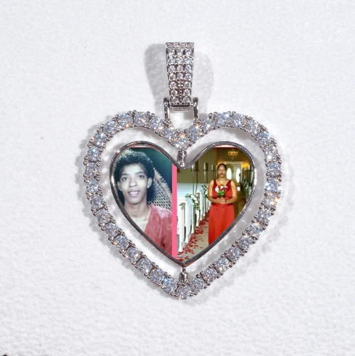 3D Spinning 2-Faced Heart Custom Picture Pendant