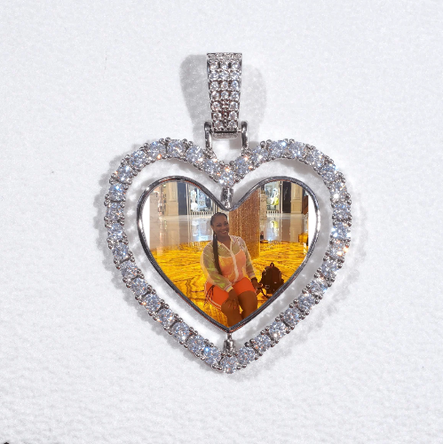 3D Spinning 2-Faced Heart Custom Picture Pendant